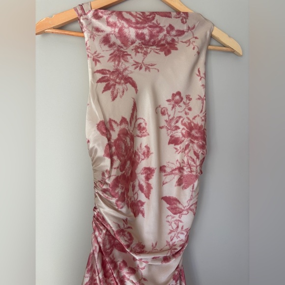 NEW Reformation Anaiis Long Silk Dress Cameo Rose Pink Cream Floral | size 0 - Picture 12 of 13
